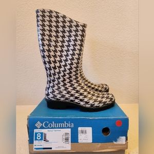 Columbia Rainey Tall Print Rain Boots 8 Brand New with Box Black Grey